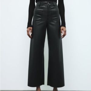 Zara The Patch Pocket Marine Straight Faux Leather High Waisted Pants